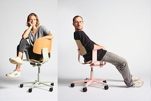 WiChair chair in studio, different seating postures