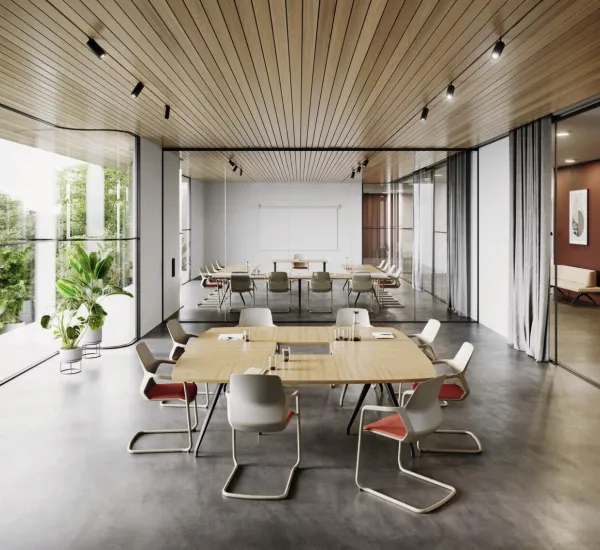 Wilkhahn-Stühle aus der Metrik in einem Besprechungsraum