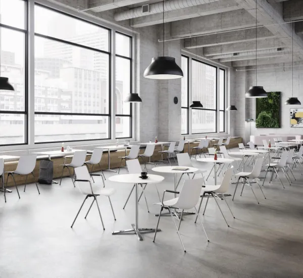 Wilkhahn-Sitze aus dem Aula-Programm in einem Café