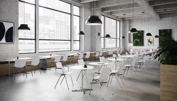 Wilkhahn-Sitze aus dem Aula-Programm in einem Café