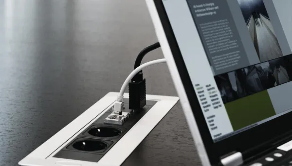 Wilkhahn-Tisch aus dem Programm Logon mit Steckdose