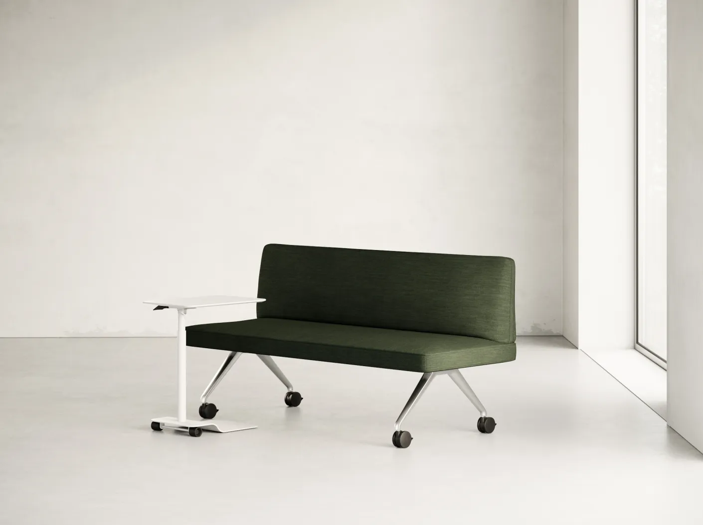 Wilkhahn Insit Soft Seating Sofa grün und Beistelltisch